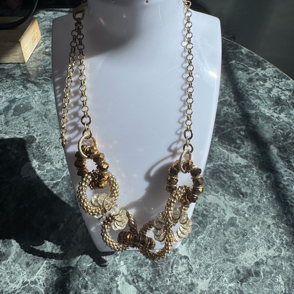 Jewelry - Gold Statement Loop Necklace - Elegant Women’s Jewelry